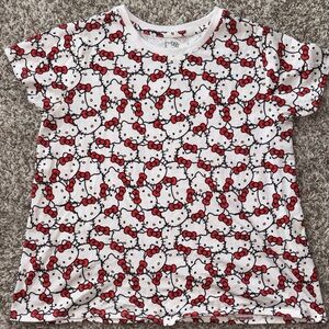 Hello Kitty All Over Print Tee Kids XL (16) Sanrio Graphic Shirt Tween
